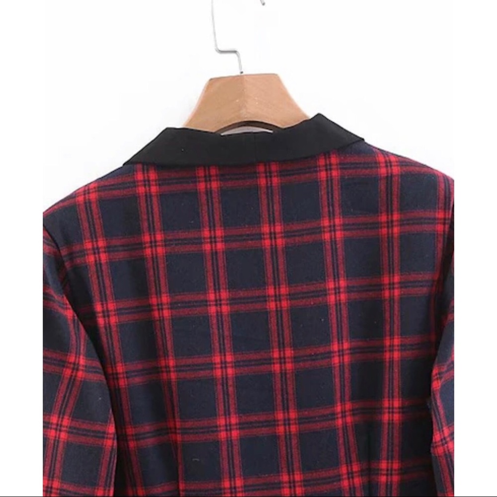 Preppy Plaid Shawl Collar Dress - Picture 3 of 5